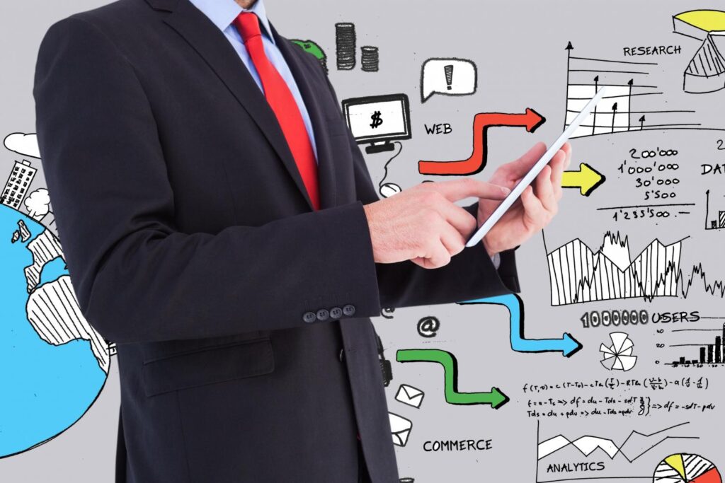 homme affaires elegante tablette arriere graphiques 1 25 mars 2025